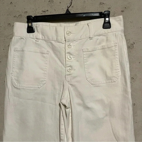 Lauren Ralph Lauren White Wide Leg Jeans Pants Sz 8 High Waisted Button Fly - Picture 3 of 13